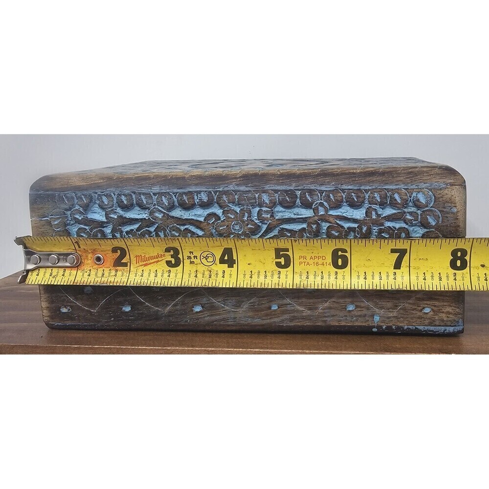 Vrinda Hand Carved Tree Of Life Wooden Jewelry Trinket Box Velvet Lined 8”x5” - Picture 12 of 15